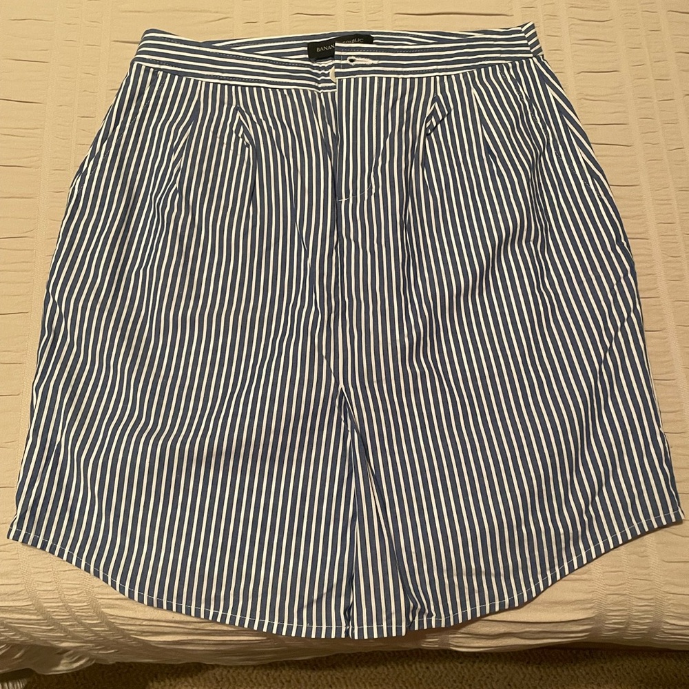 Blue and White Striped Skirt